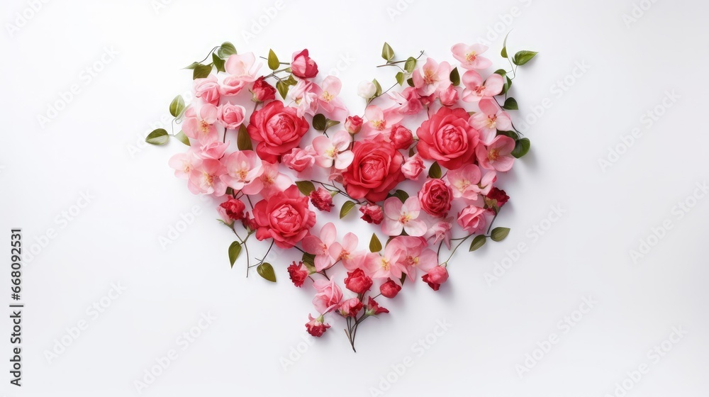 Roses and twigs form a heart shape Background design for Valentine s or Women s Day Flat lay style Roses and twigs form a heart shape Background design for Valentine s or Women s Day Flat lay style