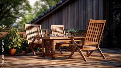 Wooden terrace furniture wi...