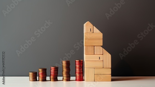 Small house on wooden block...