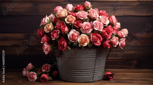 Vintage style roses in meta...