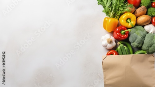 Fototapeta Naklejka Na Ścianę i Meble -  Sustainable lifestyle organic produce in reusable bags top view