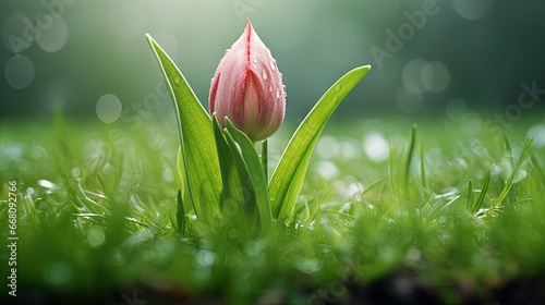 Top view of an unopened tul...