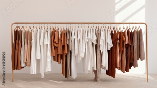 white room with hangers hol...