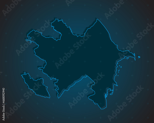 Vector map Azerbaijan on the radar screen