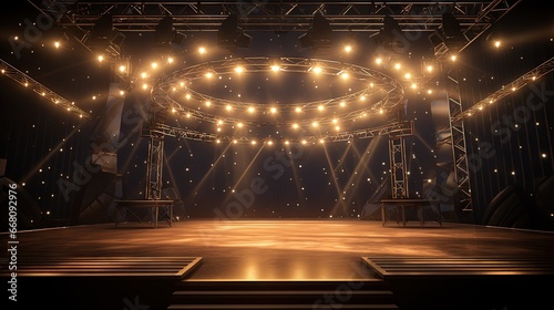 Stage with complimentary lighting equipment