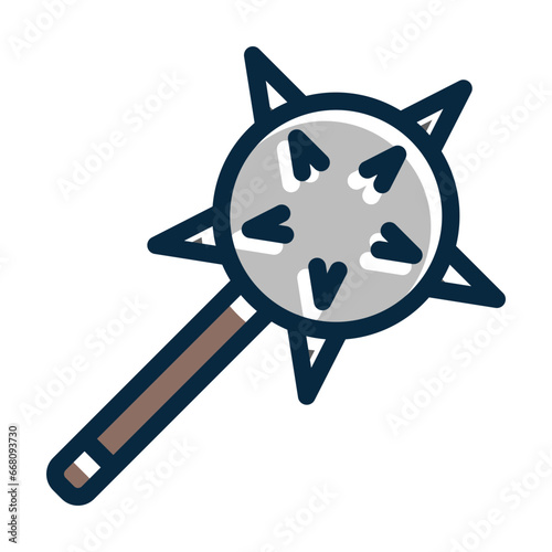 Mace Vector Thick Line Filled Colors Icon Design Vector Thick Line Filled Colors Icon Design