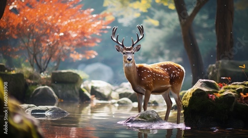 Photographie Sika deer also known as celebrity deer can be found in Nara Japan and are beauti