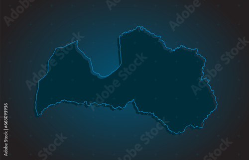 Vector map Latvia on the radar screen
