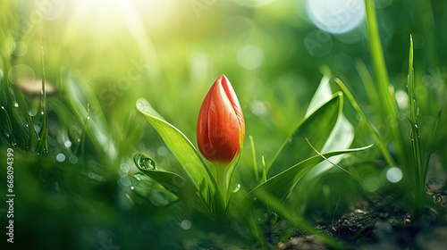 Top view of an unopened tul...