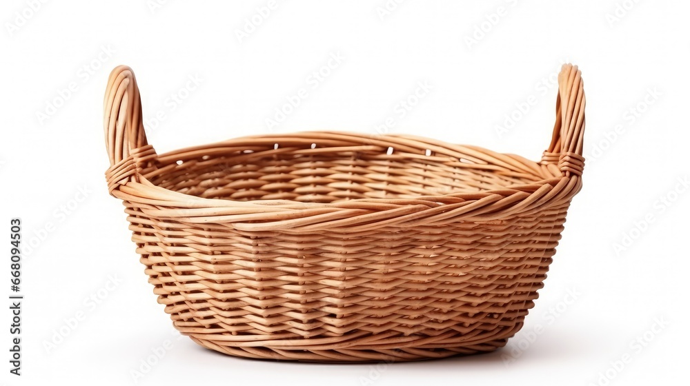 Obraz premium White isolated wicker basket for Easter