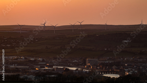Windmills on the hill over the town.