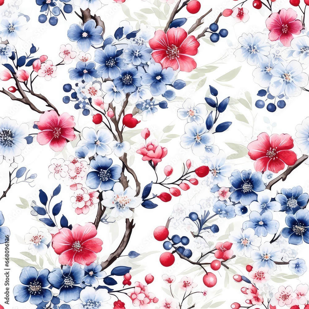Japanese Floral Seamless Pattern, Flower Digital Paper, Floral Prints, Flowers Background, Flower Digital Paper, Floral Digital Paper,Spring