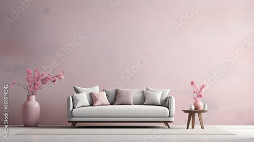 Contemporary Blush: Subtle touch of femininity Home Interior Backdrop, Mockup Style, Template