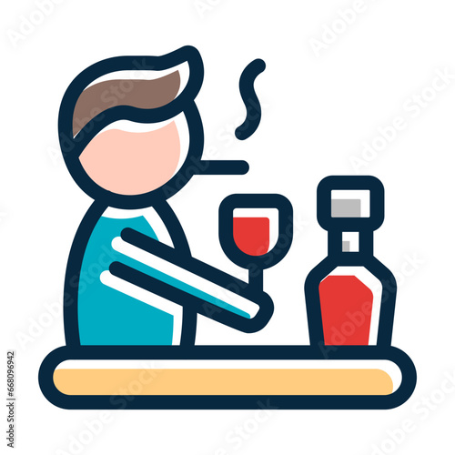Bad Habits Vector Thick Line Filled Colors Icon Design Vector Thick Line Filled Colors Icon Design