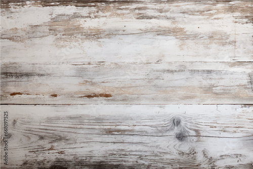 texture of old, damaged, cracked vintage wood bleached with white paint with knots in a boho style