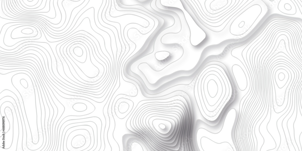White wave paper curved reliefs abstract background. Vector geographic contour map. Abstract pattern with lines. Abstract sea map geographic contour map and topographic contours map background. - obrazy, fototapety, plakaty 