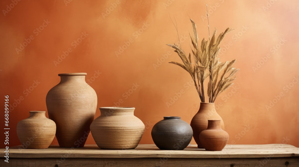 Contemporary Terracotta: Earthy warmth Home Interior Backdrop, Mockup Style, Template
