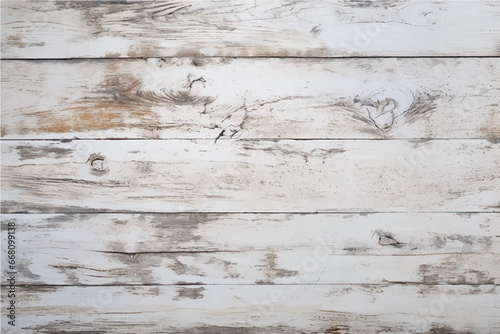 texture of old, damaged, cracked wood bleached with white paint with knots in a boho style