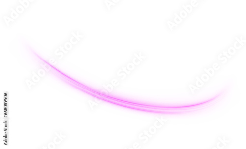 Luminous pink lines png of speed. Background white. Abstract motion lines. Light trail wave, fire path trace line, car lights, optic fiber and incandescence curve twirl.