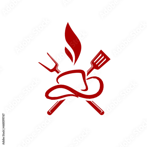 cowboys hat and spatula logo vector