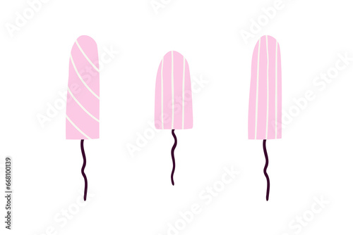 A set of tampons of different shapes and sizes. types of tampons. vector illustration in flat style.