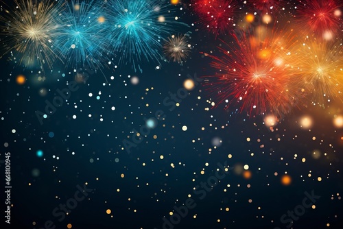 Abstract mix colored firework background with copy space  generative ai