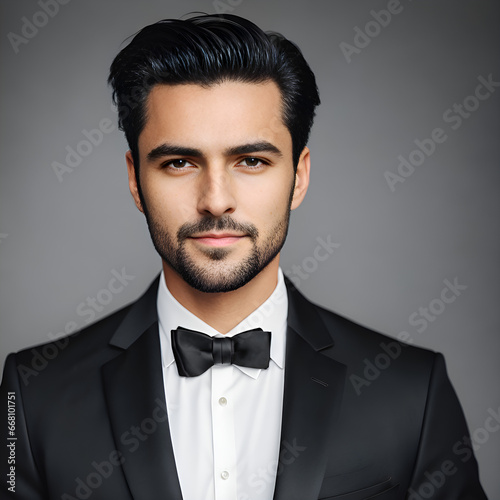 Man in black tuxedo and bow tie