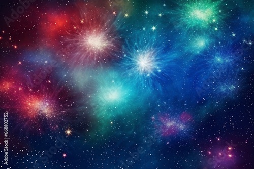 Abstract mix colored firework background with copy space  generative ai