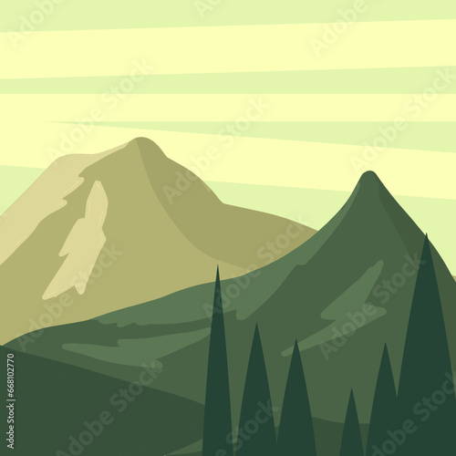 landscape with mountains and trees