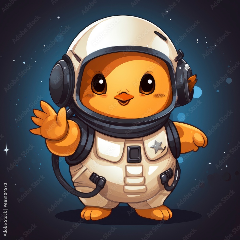 Chicken Astronaut Catching Chick ,Cartoon Illustration, For Printing Chicken Astronaut Catching Chick ,Cartoon Illustration, For Printing