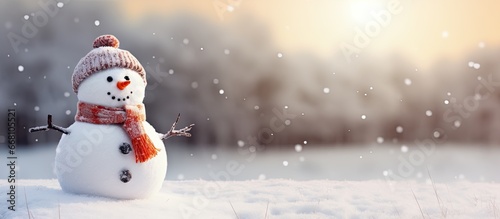 Adorable snowman dressed warmly for Winter © 2rogan