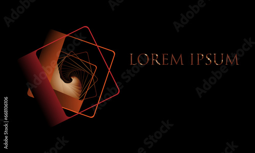 Business card, invitation card. Abstract geometric figure on a black background.