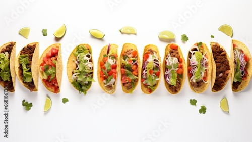 Circle tacos mexican flat food white background image Ai generated art