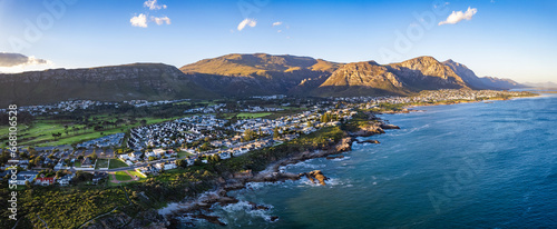 Aerial view of Hermanus coast, in Western Cape, South Africa