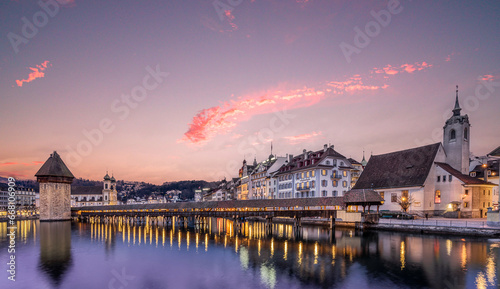 Photos Chapel Bridge across the Reuss river in Lucerne Switzerland