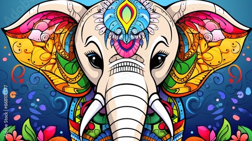 Coloring page mandala elephant animal style illustration picture Ai generated art photo