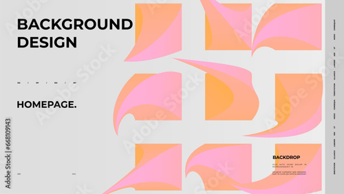 Abstract web page, homepage, landing page concept. Strict and discreet background. Type and polyhedral simple 3D shapes.