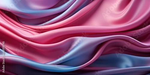 Pink tuquoise silk satin. Gradient. Wavy folds. Shiny fabric surface. Beautiful purple teal background with space for design photo