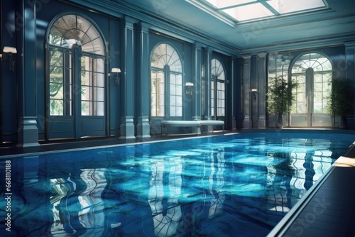 Indoor swimming pool in a big luxary house © stock_acc
