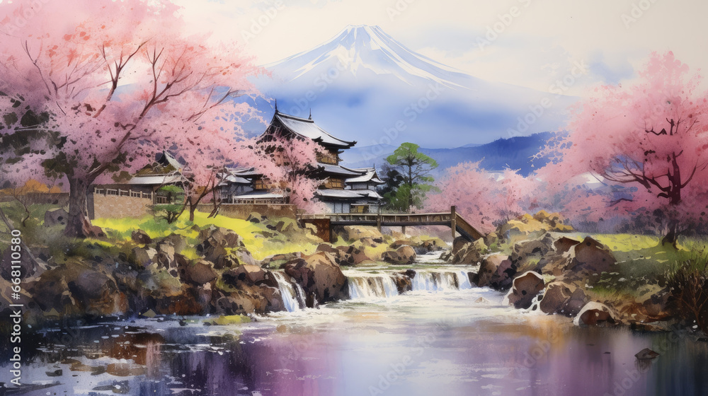 Japanese landscape painting discount
