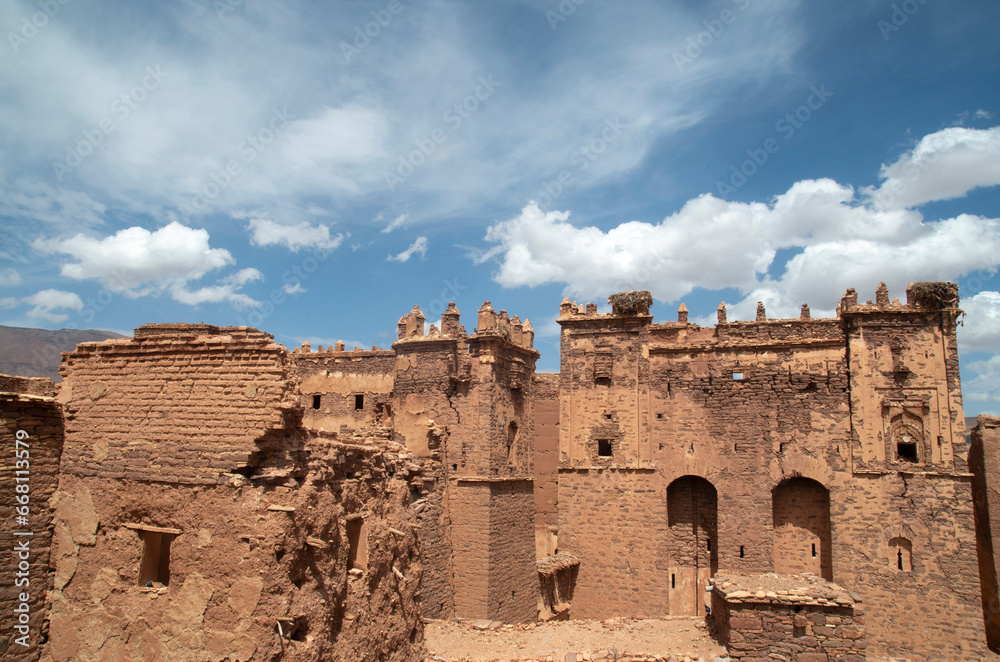 View of part of the main building of the Telouet Kasbah in Morocco