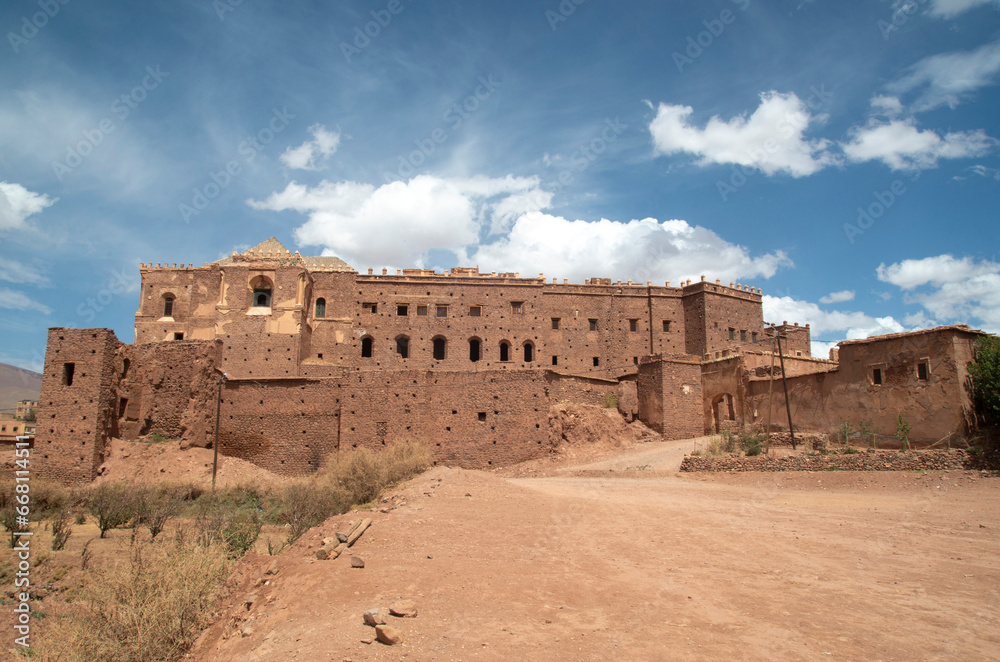 Overview of Telouet Kasbah outside in Morocco