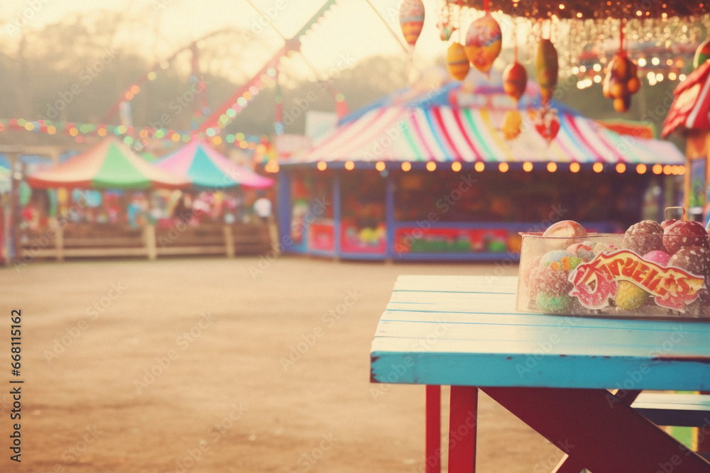 Obraz premium Candy bar in amusement park - vintage effect style.