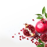 Banner with a Ruby background and a Pomegranate with space for text. Creative food concept for ads, banners and greeting card