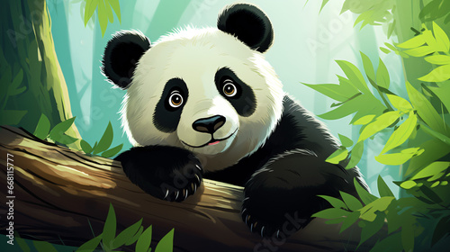 A cartoon illustration of a Panda Bear.