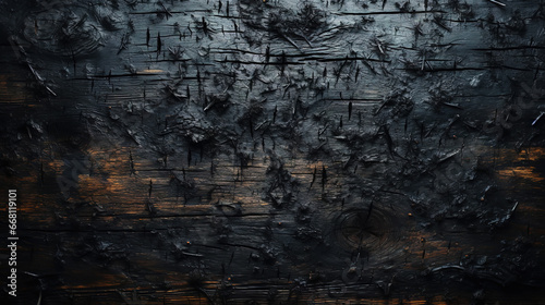 Charred wood bark black texture. Detailed macro close-up view of tree burned scratched cork background. Generative AI