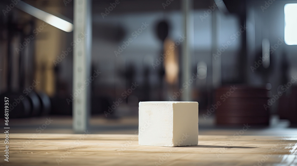 Weightlifting chalk stand on a clean floor Weightlifting chalk stand on a clean floor