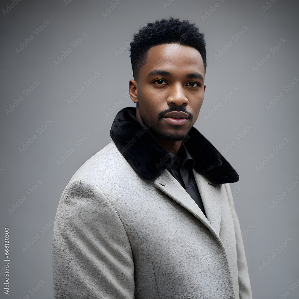 Obraz premium Black man with winter coat