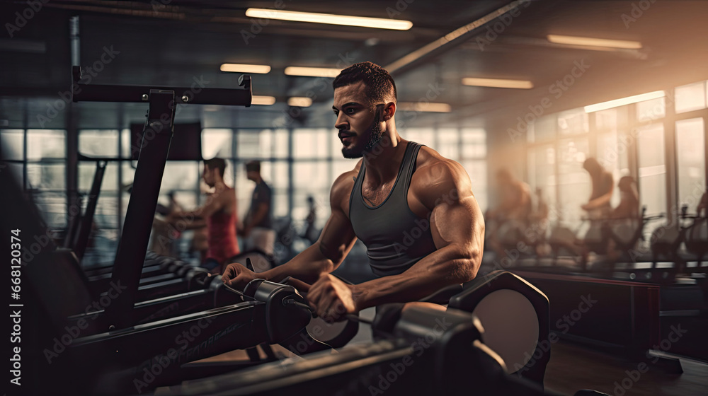 Advanced strength exercises on parallettes with rowing machine Advanced strength exercises on parallettes with rowing machine