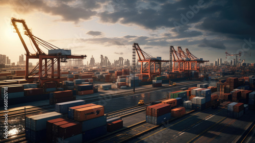 Global Commerce Hub: Efficient Shipping Port with Containers